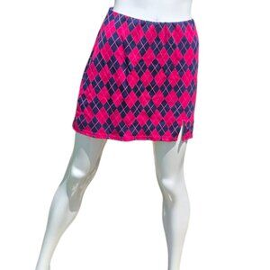 SO Pink & Blue Argyle Stretch Mini sz M